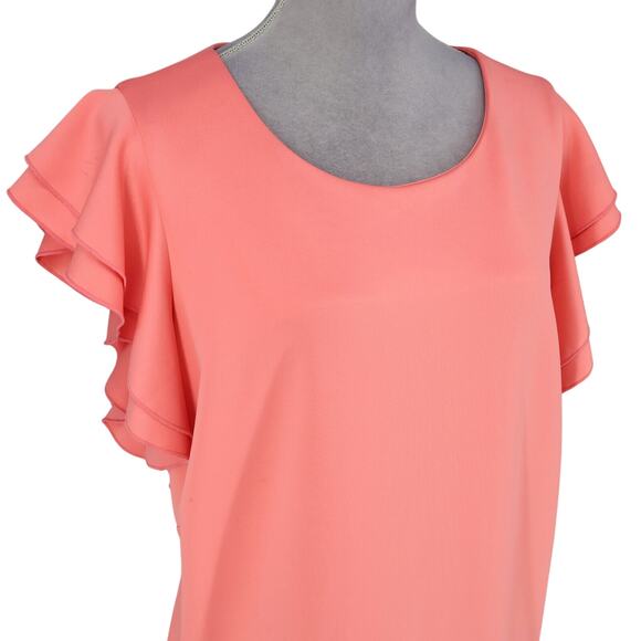 Tommy Hilfiger Dress Plus Size 22W Salmon Pink Stretch Knit Zip Flutter Sleeve - Picture 6 of 13